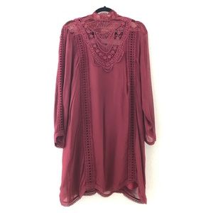 TOPSHOP red long sleeve high neck dress size 10